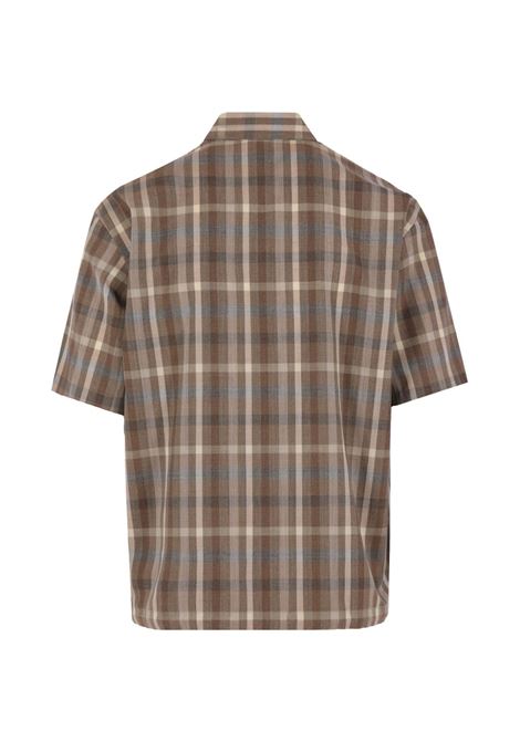camicia h/s uomo marrone AURALEE | A26SS02TCTOP BROWN CHECK